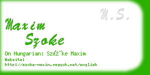 maxim szoke business card